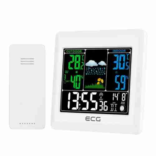 Метеостанція для дому цифрова з годинником ECG MS 300 White MS 300 White