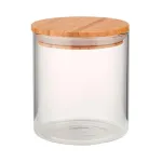 Контейнер для сыпучих термостойкое стекло с бамбуковой крышкой 500 мл KRAUZER 60-500