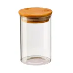 Контейнер для сыпучих термостойкое стекло с бамбуковой крышкой 700 мл KRAUZER 60-700