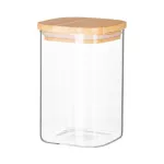 Контейнер для сыпучих термостойкое стекло с бамбуковой крышкой 550 мл KRAUZER 62-550