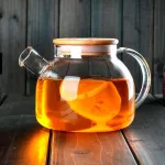 Чайник заварювальний 1000 мл термостійке скло KRAUZER 77220 з бамбуковою кришкою