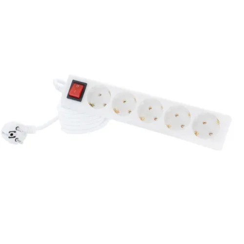 Мережевий фільтр-подовжувач на 5 розеток Tecro TCS-5-5SW (5м, з кнопкою)