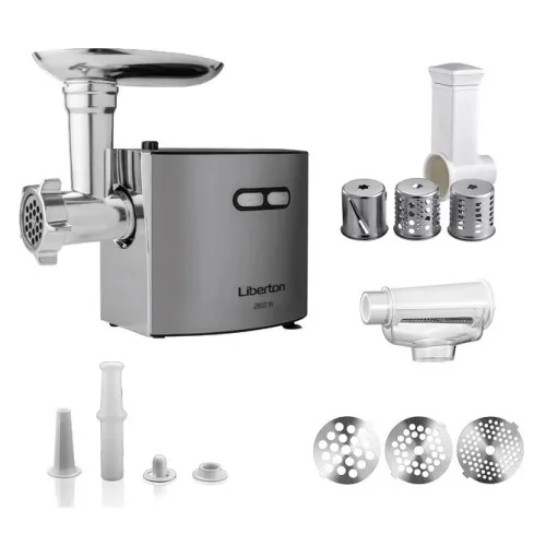 М'ясорубка електрична з насадками для овочів та домашніх ковбасок Liberton LMG-28STS Silver
